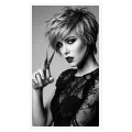 Stylish Woman with Hairdressing Scissors Black and White