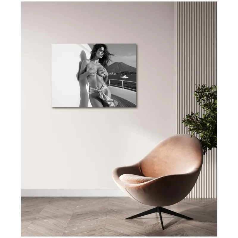 Sensual Woman on Yacht Black and White