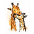Οικογένεια Καμηλοπαρδάλεων Expressive Sketching Σε Πορτοκαλί Τόνους