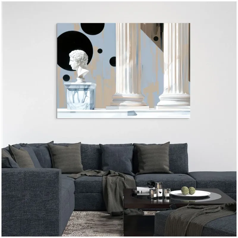 Classical Statue and Columns Abstract Artwork Canvas