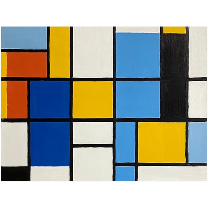Geometric Abstract Composition Modern Art Blue Yellow