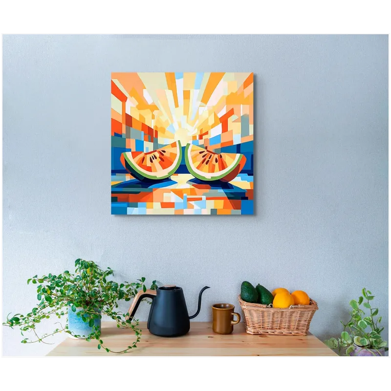 Geometric Summer Watermelon Sunset Abstract Art