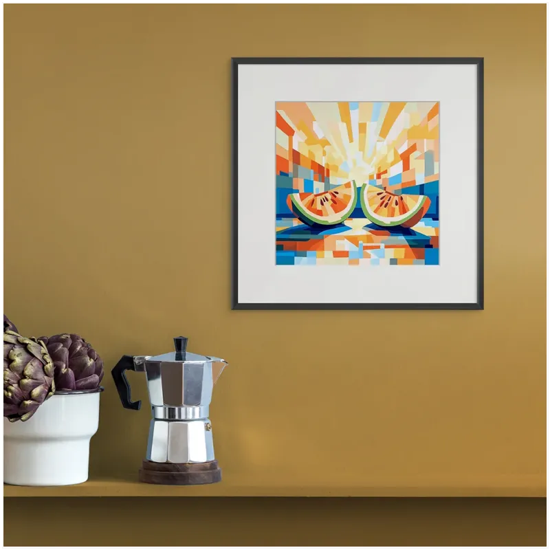 Geometric Summer Watermelon Sunset Abstract Art