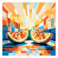 Geometric Summer Watermelon Sunset Abstract Art