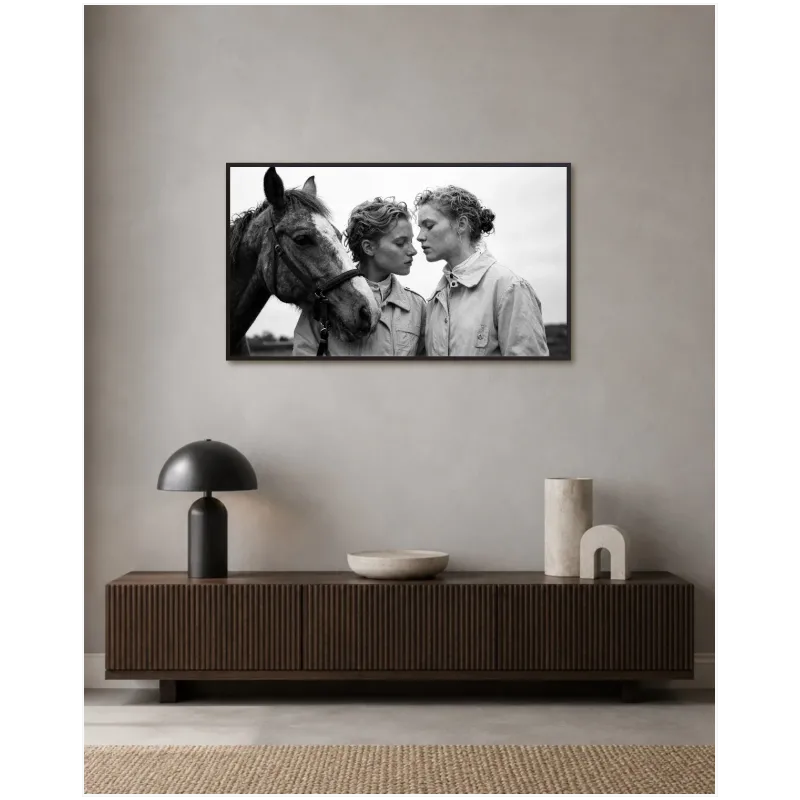 Women with Horse Black and White Fine Art Print