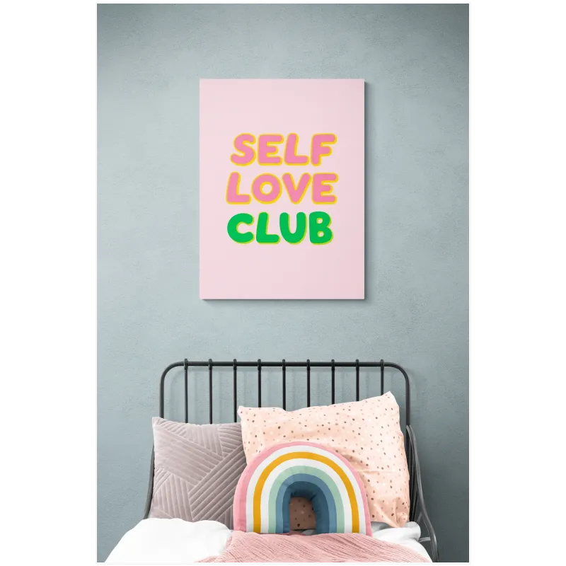 Self Love Club Αφίσα Retro Typography σε Ροζ και Πράσινο