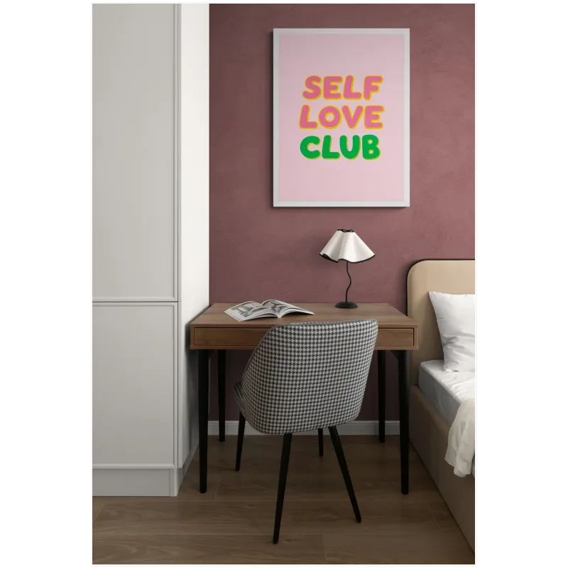 Self Love Club Αφίσα Retro Typography σε Ροζ και Πράσινο