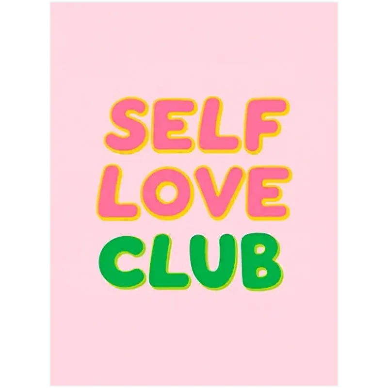 Self Love Club Αφίσα Retro Typography σε Ροζ και Πράσινο