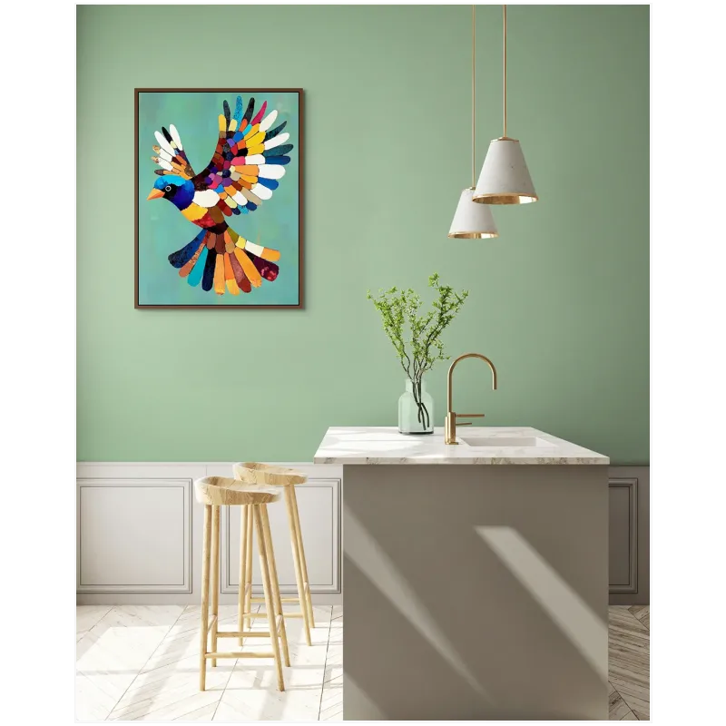 Colorful Bird in Flight Modern Abstract Composition