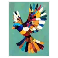 Colorful Bird in Flight Modern Abstract Composition