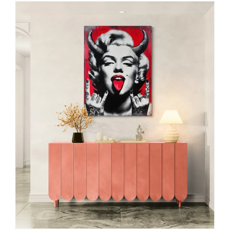 Πορτραίτο Pop Art Marilyn Monroe με Κέρατα σε Κόκκινο Χρώμα