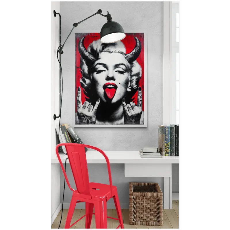 Πορτραίτο Pop Art Marilyn Monroe με Κέρατα σε Κόκκινο Χρώμα