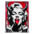 Πορτραίτο Pop Art Marilyn Monroe με Κέρατα σε Κόκκινο Χρώμα