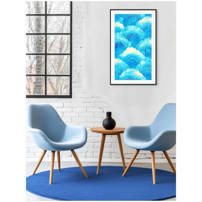 Abstract Blue Waves Watercolor Canvas Artwork