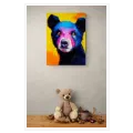 Expressive Bear Portrait Vibrant Blue And Yellow Abstract Art