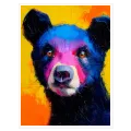 Expressive Bear Portrait Vibrant Blue And Yellow Abstract Art