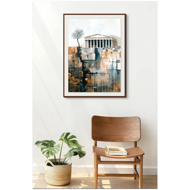 Αρχαίος Ελληνικός Ναός με Δέντρο Fine Art Πίνακας