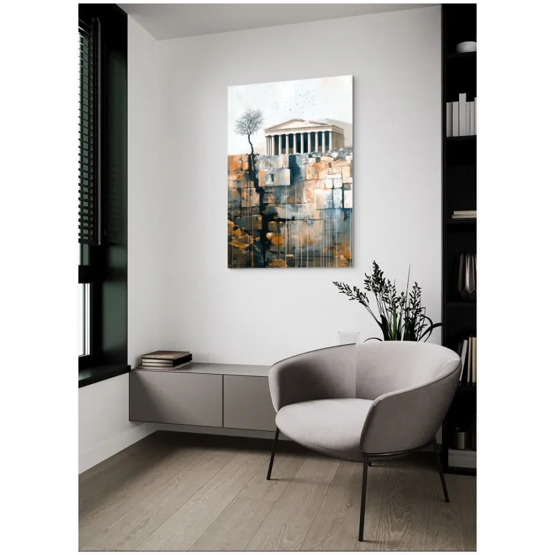 Αρχαίος Ελληνικός Ναός με Δέντρο Fine Art Πίνακας