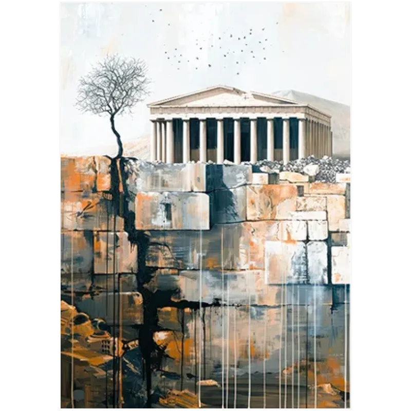 Αρχαίος Ελληνικός Ναός με Δέντρο Fine Art Πίνακας