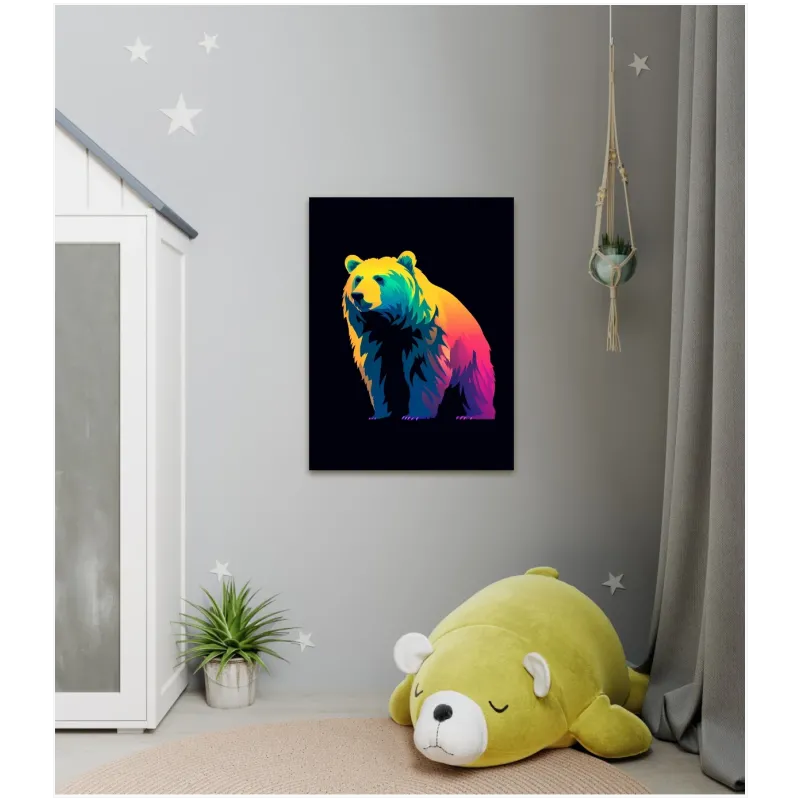 Colorful Grizzly Bear Pop Art Style Canvas