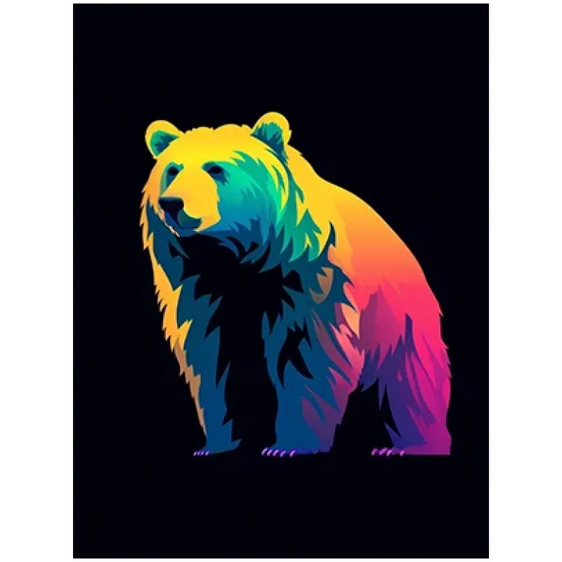 Colorful Grizzly Bear Pop Art Style Canvas
