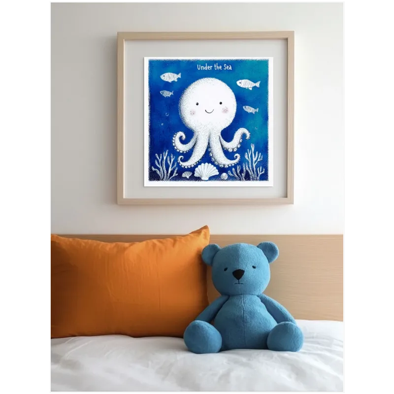Χταπόδι Under the Sea Παιδικός Πίνακας Μπλε