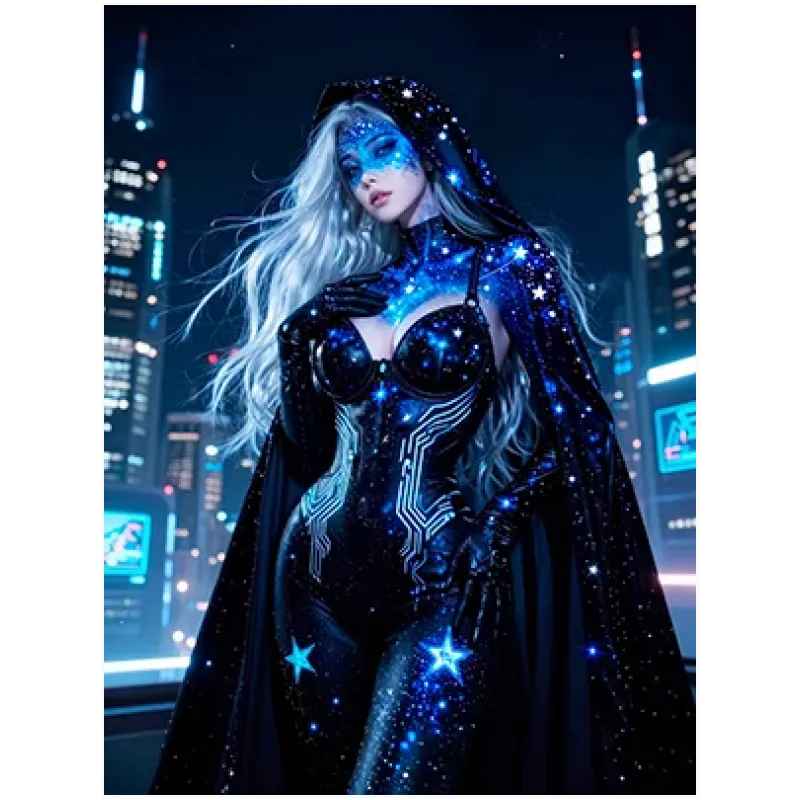 Φουτουριστική Γυναίκα Starry Night Cyberpunk Μπλε