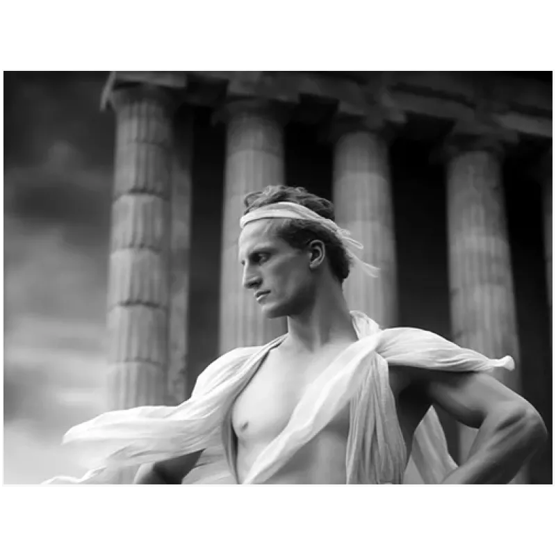 Αρχαίος Έλληνας Ήρωας Κλασικό Αρχιτεκτονικό Ασπρόμαυρο