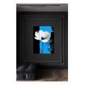 White Flower Modern Abstract Composition Blue