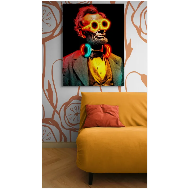 Πορτραίτο Αβραάμ Λίνκολν Pop Art Neon Φωτισμός
