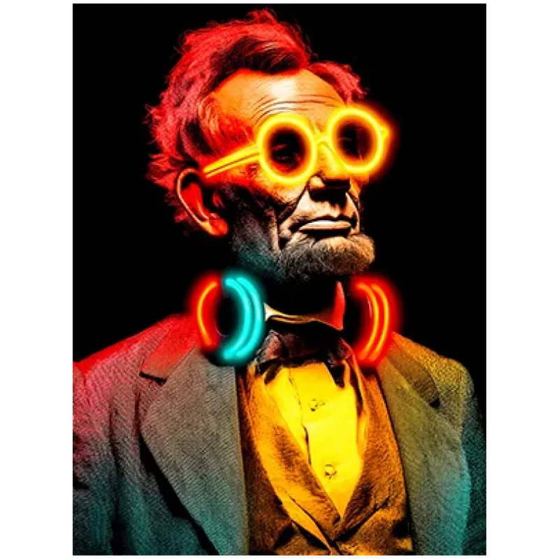 Πορτραίτο Αβραάμ Λίνκολν Pop Art Neon Φωτισμός