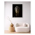 Classical Statue Head with Golden Tears Black Background