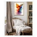Watercolor Butterfly Vibrant Abstract Orange Blue Canvas
