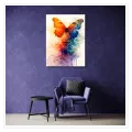 Watercolor Butterfly Vibrant Abstract Orange Blue Canvas
