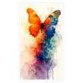 Watercolor Butterfly Vibrant Abstract Orange Blue Canvas