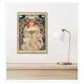 Γυναίκα Art Nouveau με Λουλούδια σε Πράσινο Φόντο