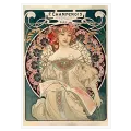Γυναίκα Art Nouveau με Λουλούδια σε Πράσινο Φόντο