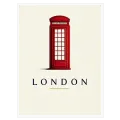 Red London Telephone Booth Vintage Travel Poster