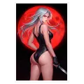 Γυναίκα Πολεμίστρια Anime με Κόκκινο Φεγγάρι