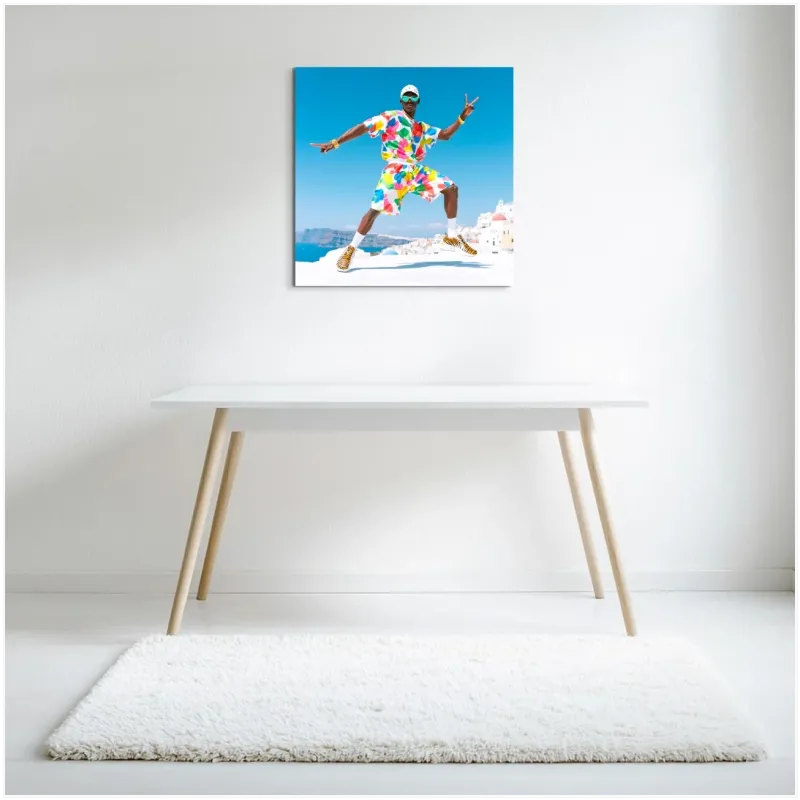 Man in Colorful Fashion Style in Summer Landscape