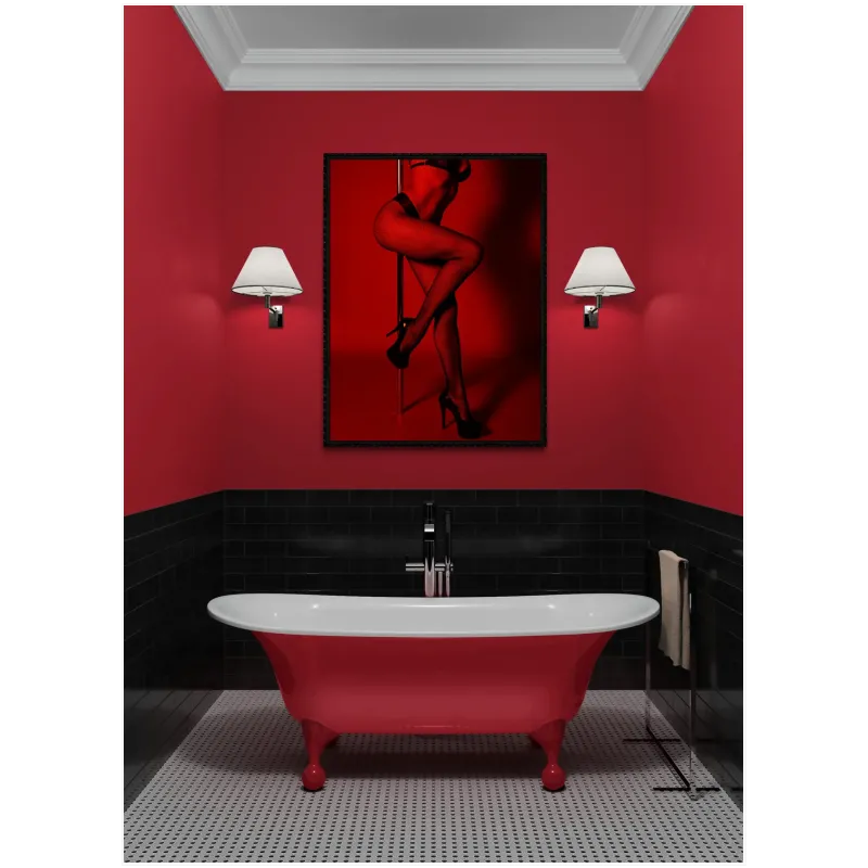 Γυναικεία Σιλουέτα Pole Dance Αισθησιακή Κόκκινο Φόντο