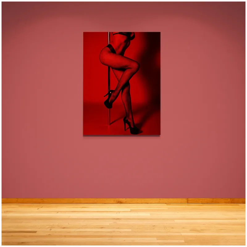 Γυναικεία Σιλουέτα Pole Dance Αισθησιακή Κόκκινο Φόντο