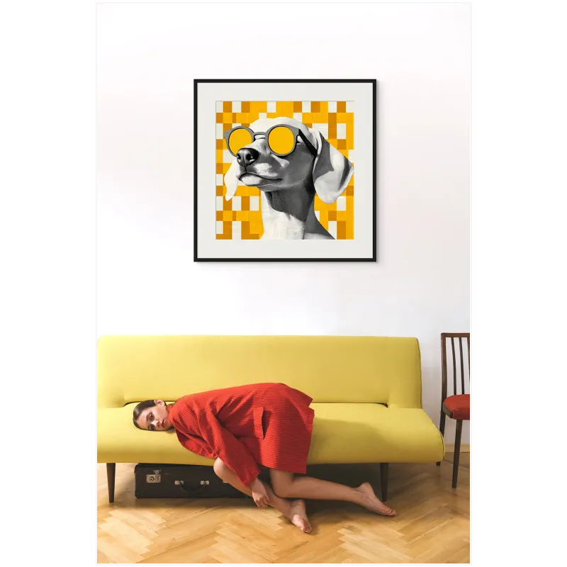 Σκύλος με Γυαλιά Ηλίου Pop Art Κίτρινο