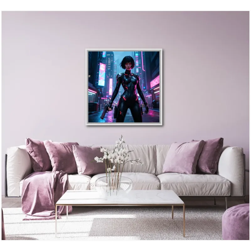 Cyberpunk Γυναίκα Μαχήτρια Cybernetic Neon Μπλε Ροζ