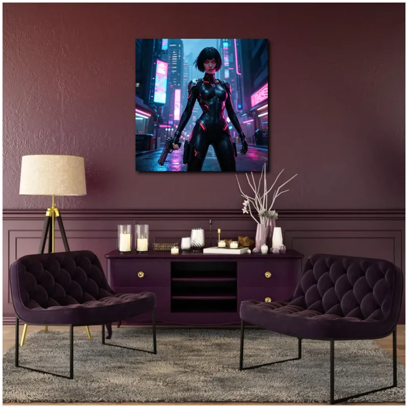 Cyberpunk Γυναίκα Μαχήτρια Cybernetic Neon Μπλε Ροζ