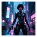 Cyberpunk Γυναίκα Μαχήτρια Cybernetic Neon Μπλε Ροζ
