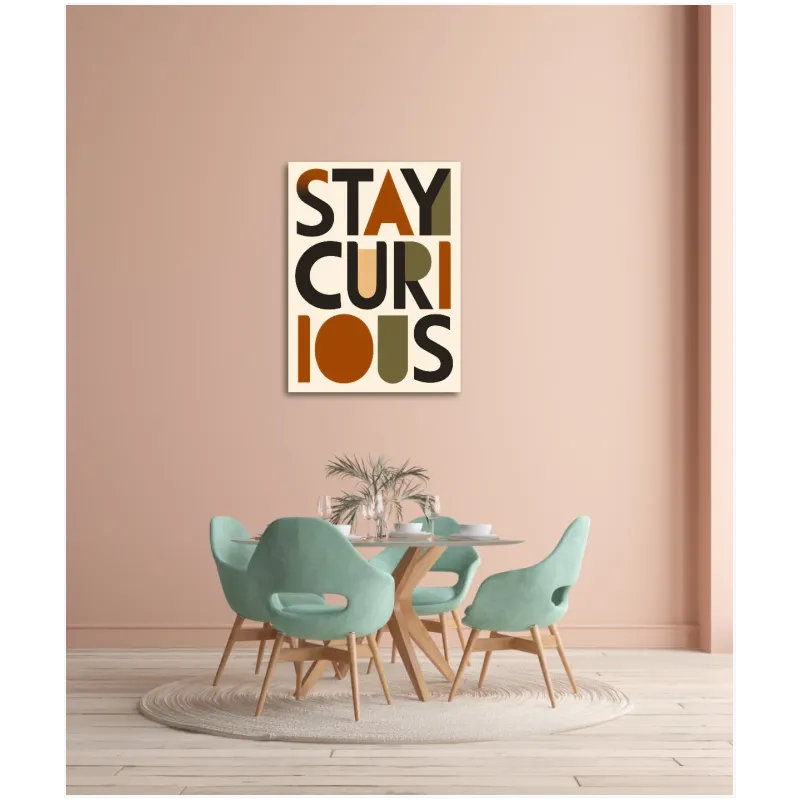 Τυπογραφικός Πίνακας Stay Curious σε Ρετρό Γεωμετρικό Στυλ