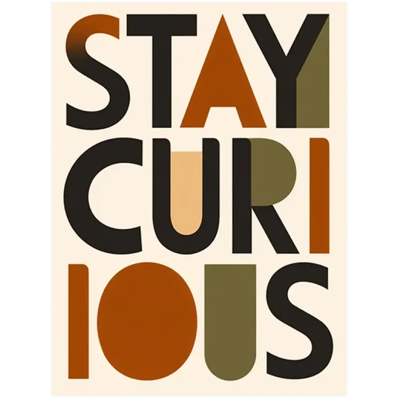 Τυπογραφικός Πίνακας Stay Curious σε Ρετρό Γεωμετρικό Στυλ