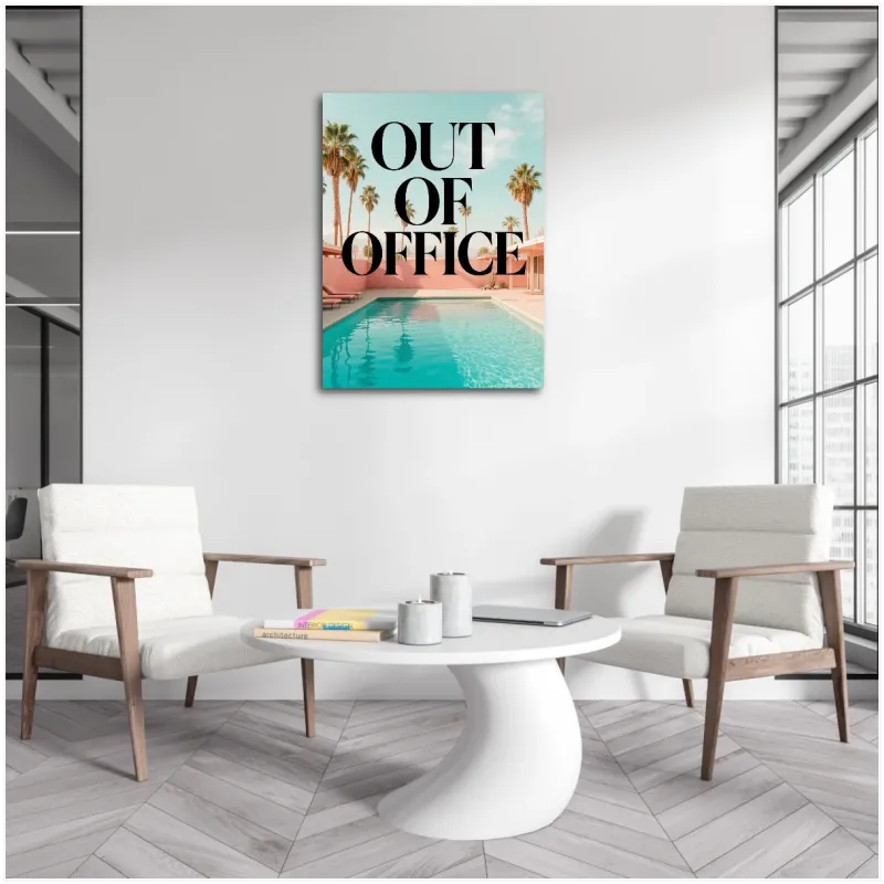 Πίνακας Πισίνα με Φοίνικες Out Of Office Ρετρό