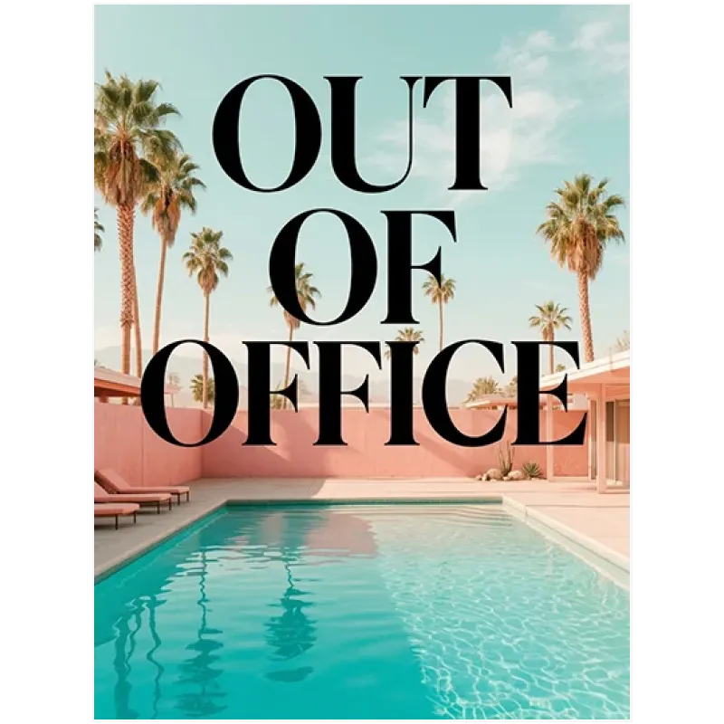 Πίνακας Πισίνα με Φοίνικες Out Of Office Ρετρό